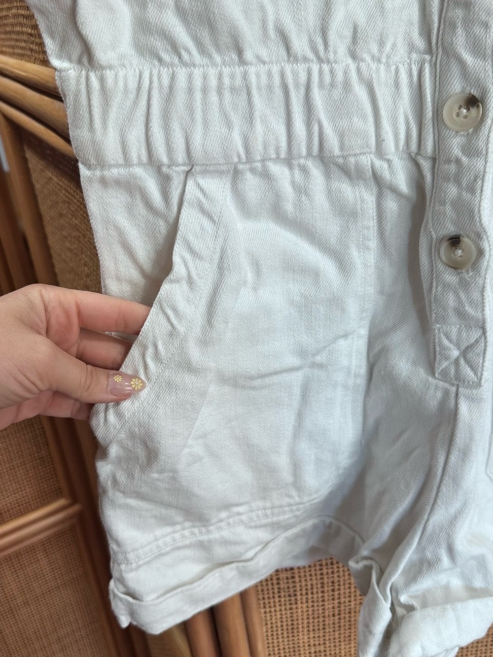 Show Me Your MuMu White Denim Button Romper - Picture 3 of 5